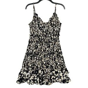 Olivaceous Mini Dress‎ Floral Print Ruffle Hem Babydoll Ditzy Whimsical Size M